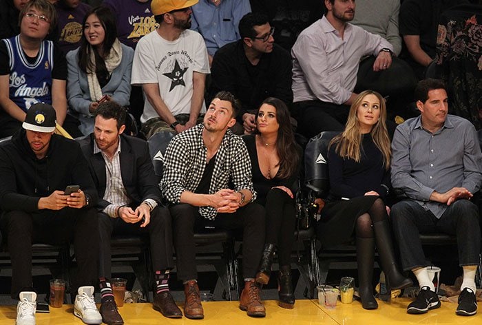 Matthew Paetz and Lea Michele did their best to focus on the game