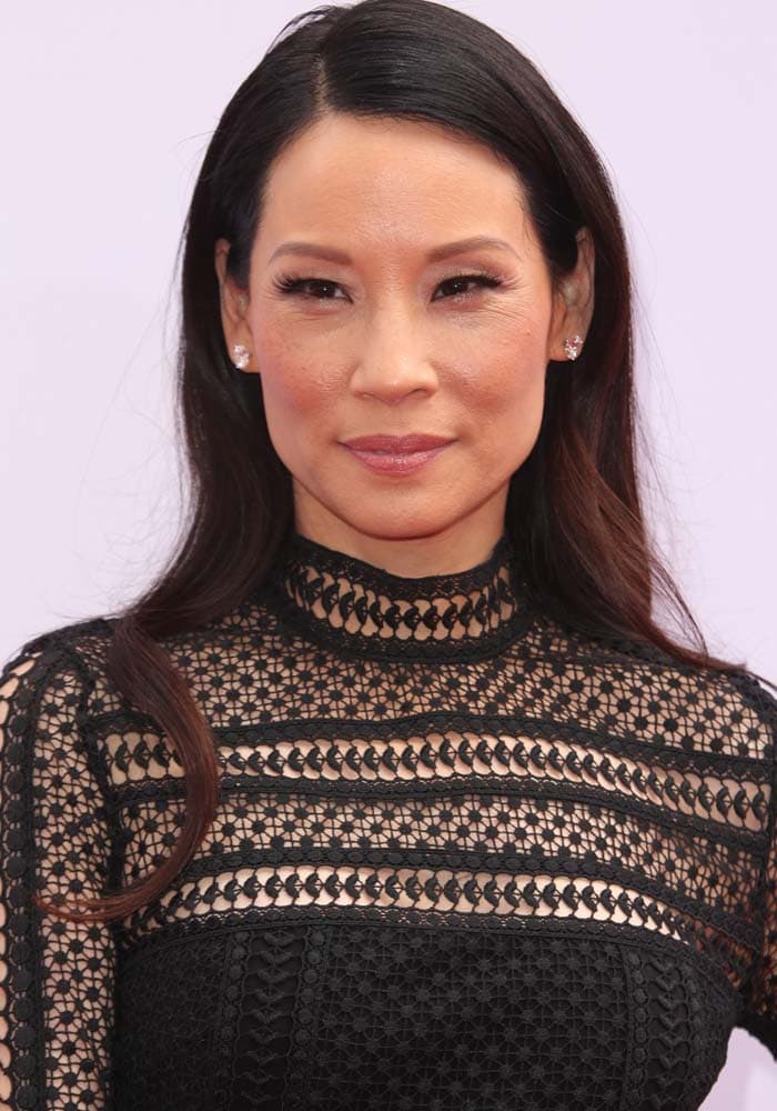 Lucy Liu wore a black lace dress by Self-Portrait