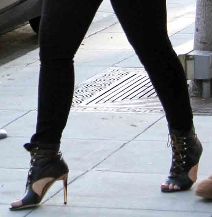 Mariah Carey shows off her feet in Jimmy Choo Minka booties