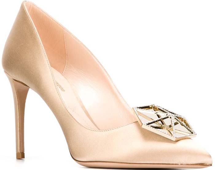 Nicholas Kirkwood Eden Crystal-Embellished Satin Pumps Gold