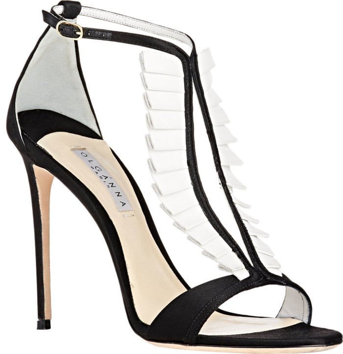 These black satin La Sensuelle sandals form part of Olgana Paris's elegant Black Tie collection