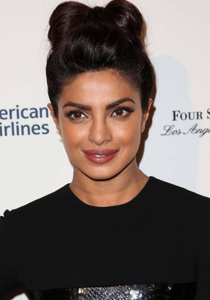 Priyanka Chopra wears her hair up at the BAFTA Los Angeles Awards Season Tea