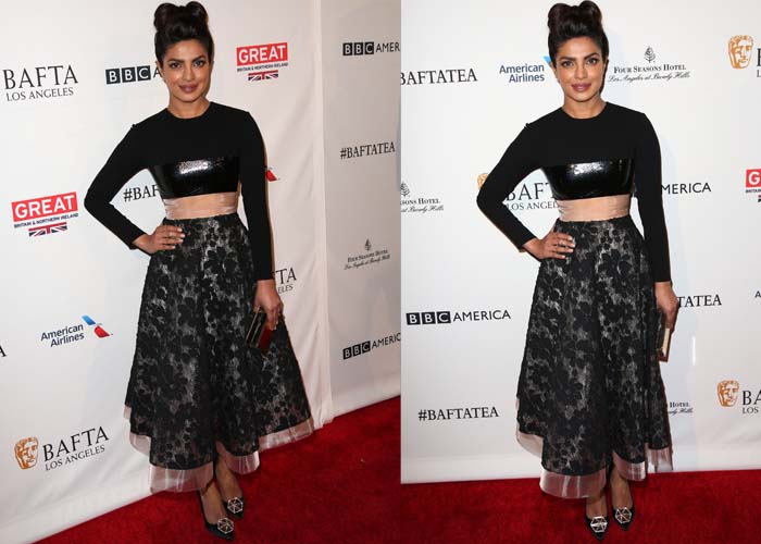 Priyanka Chopra shows off her abs in an Anita Ko dress