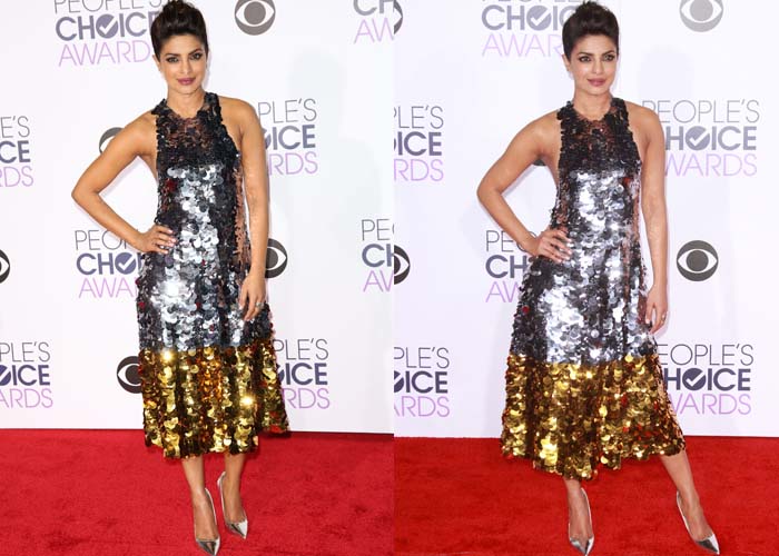 Priyanka Chopra sparkles on the red carpet in a sequin Vera Wang Collection dress