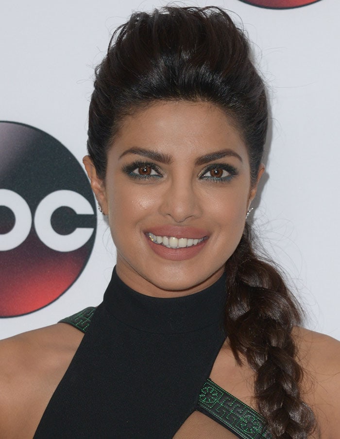 Priyanka Chopra wears her hair in a braid at Disney/ABC Winter TCA Tour