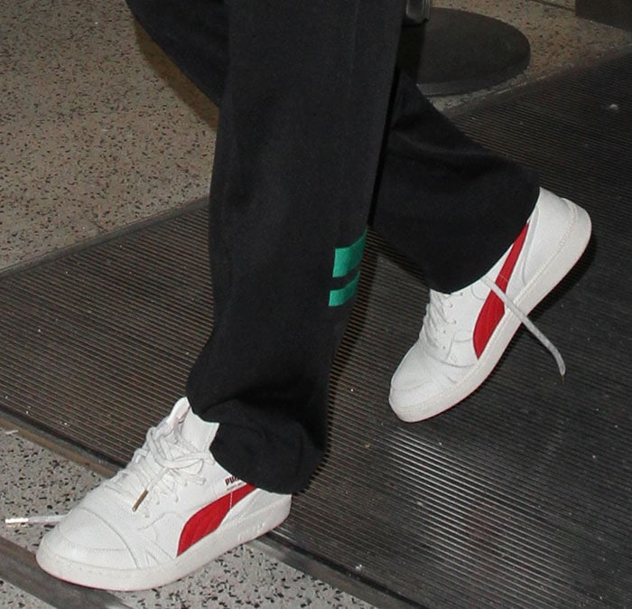 Rihanna wears vintage Puma Boris Becker sneakers at LAX