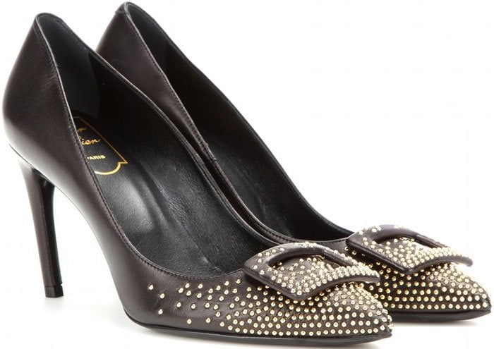 Roger Vivier "Decolette Sexy Choc" Embellished Leather Pumps