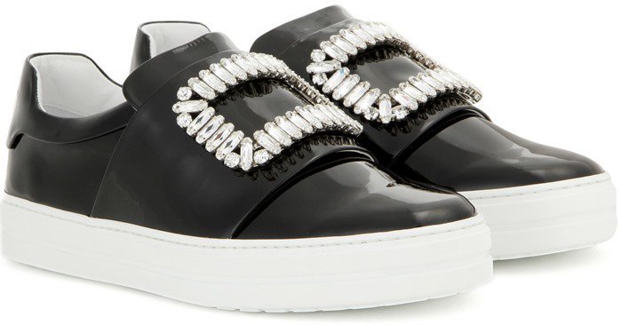 Roger Vivier Sneaky Viv black embellished patent leather sneakers