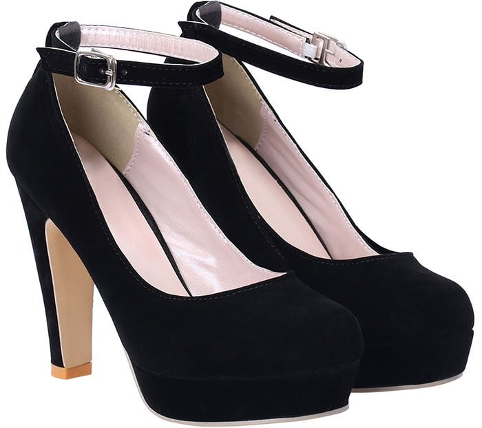 Black Ankle Strap High Heel Pumps