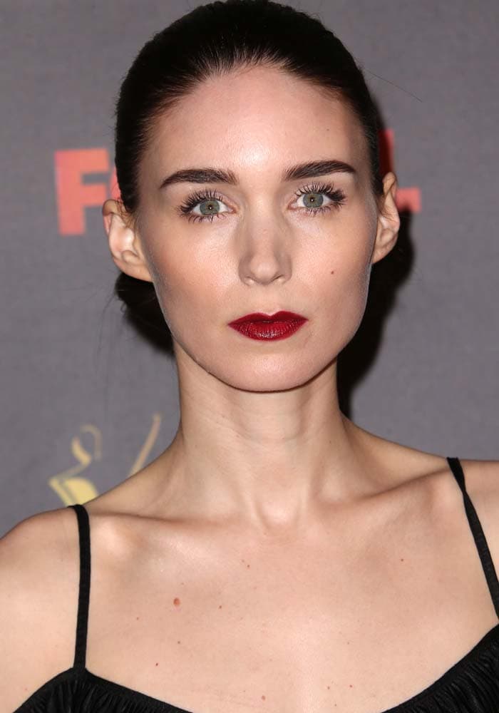 Rooney Mara wears her hair back in a tight updo at the AACTA International Awards