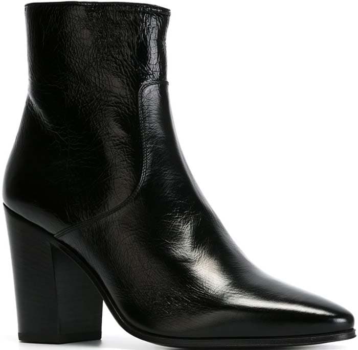 Saint Laurent Black Calfskin "French" Zip Ankle Booties