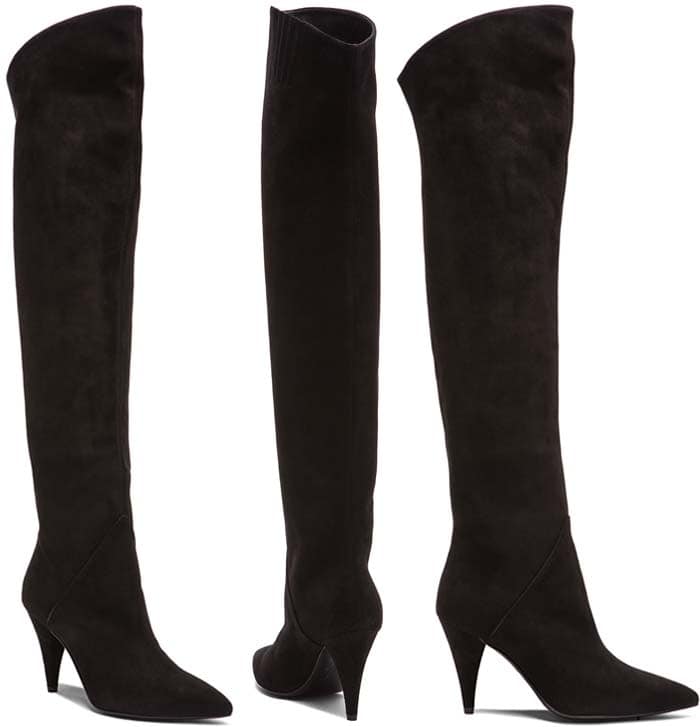 Saint Laurent Thigh High Cat Suede Boots