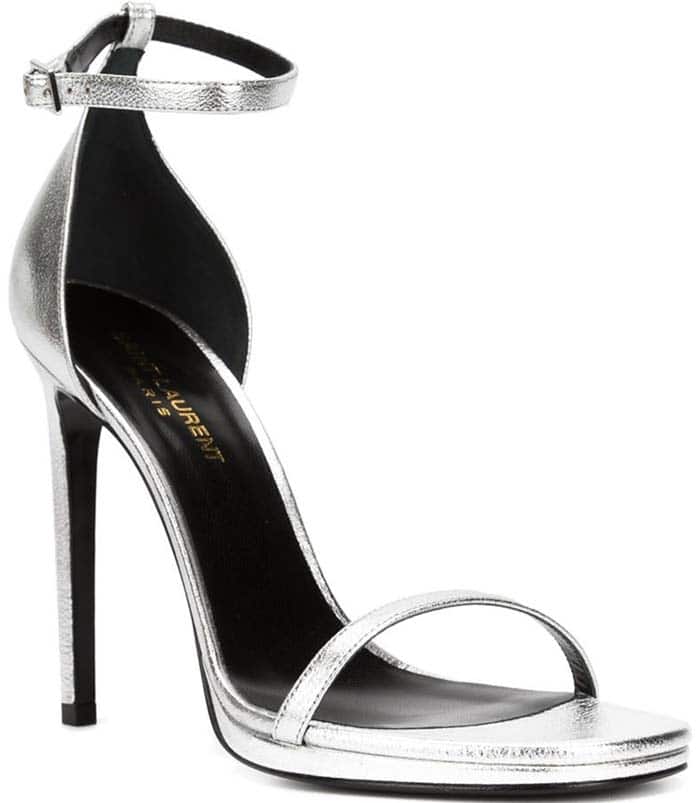 Silver Saint Laurent "Jane" Sandal Heels