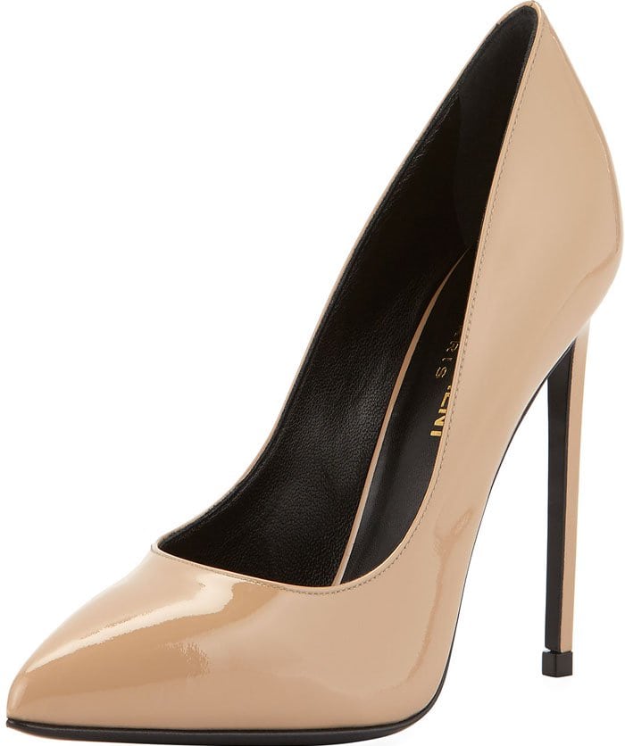 Saint Laurent "Paris" Patent Leather Pump in Nude