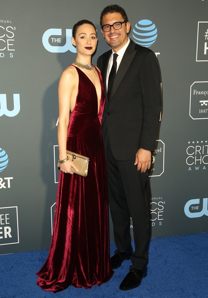 Sam Esmail towered over his much shorter wife Emmy Rossum at the 24th annual Critics' Choice Awards