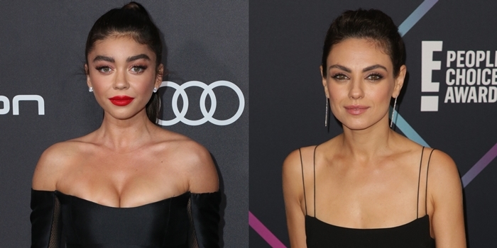 Mila Kunis (R) and Sarah Hyland (L) look strikingly similar