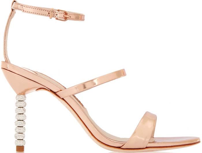 Sophia Webster "Rosalind" Crystal-Embellished Metallic Leather Sandals