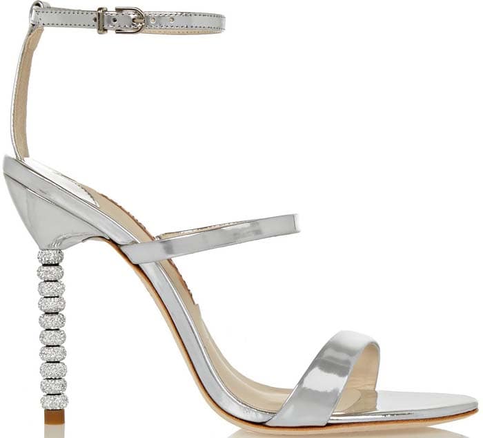 Sophia Webster "Rosalind" Crystal-Embellished Metallic Leather Sandals