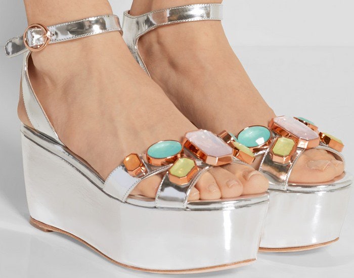 You can wear these embellished mirrored-leather sandals with everything from dresses to jeans