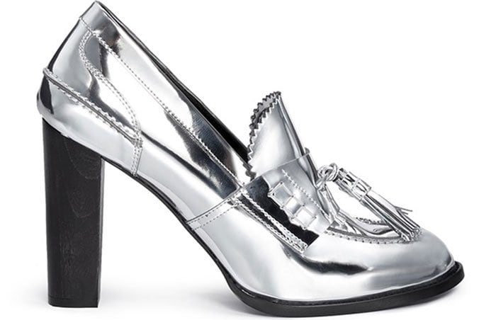 Stella McCartney "Hackney" Mirror Eco Leather Block-Heel Loafers