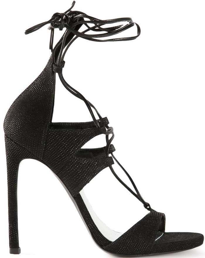 Stuart Weitzman "Legwrap" Sandals in Black