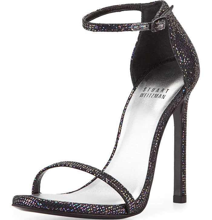 Stuart Weitzman Nudist Ankle-Strap Sandals Glitter