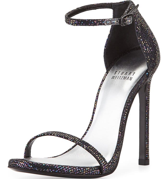 Stuart Weitzman Nudist Ankle-Strap Sandals Glitter