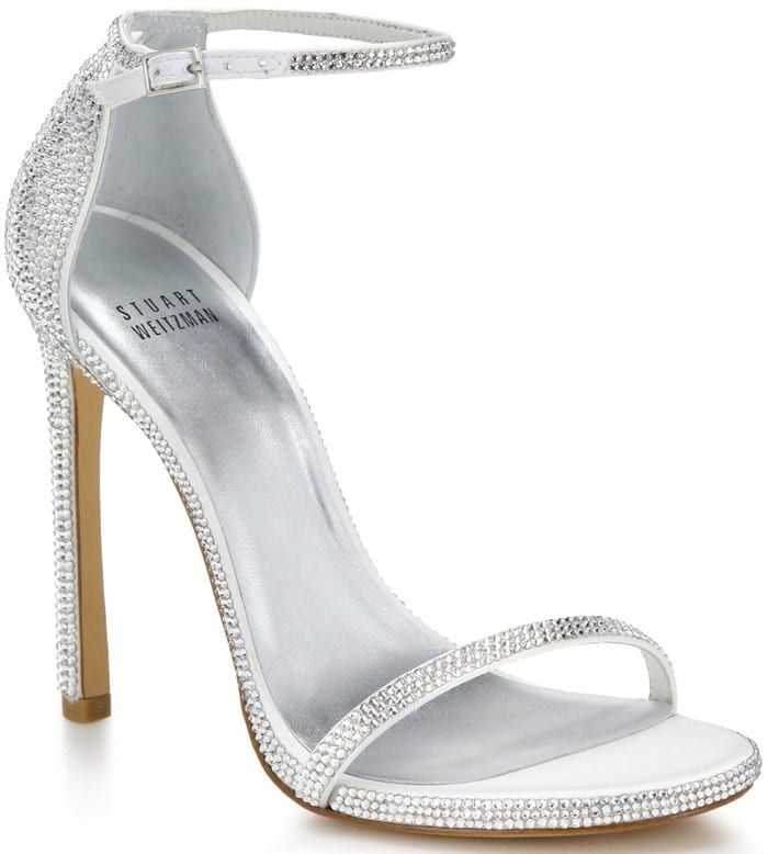 Stuart Weitzman Silver Pave Nudist Swarovski Crystal Sandals