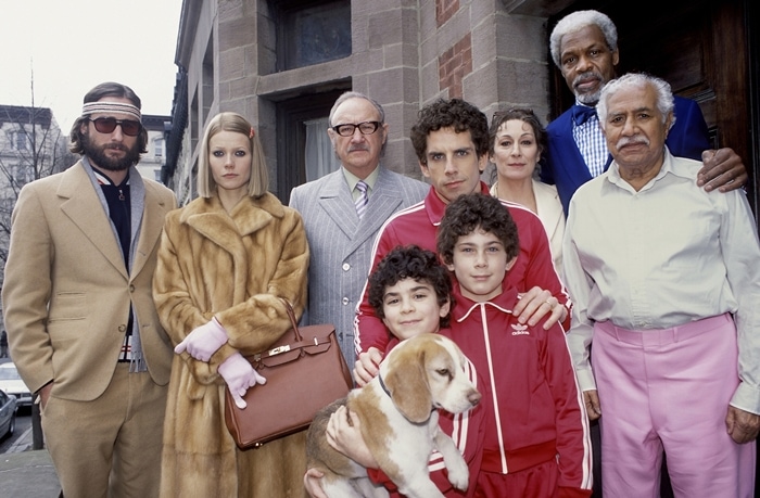 Luke Wilson (as Richie Tenenbaum), Gwyneth Paltrow (as Margot Tenenbaum), Gene Hackman (as Royal Tenenbaum), Ben Stiller (as Chas Tenenbaum), Anjelica Huston (as Etheline Tenenbaum), Danny Glover (as Henry Sherman), Kumar Pallana (as Pagoda); (two children in front) Grant Rosenmeyer (as Ari Tenenbaum), and Jonah Meyerson (as Uzi Tenenbaum)