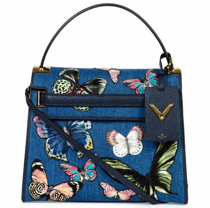 Valentino My Rockstud Denim Butterfly Satchel