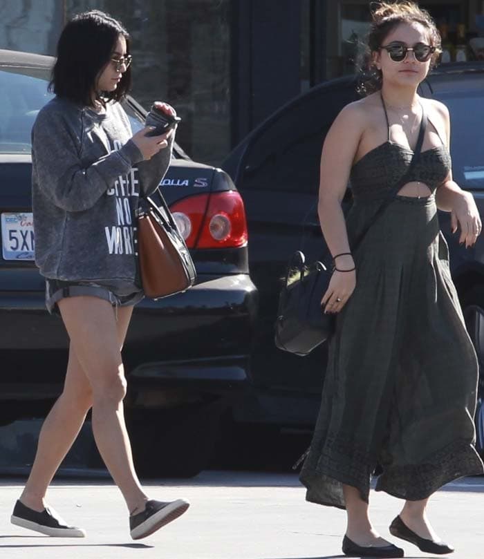 Vanessa Hudgens and her sister Stella Hudgens leave a sushi lunch together