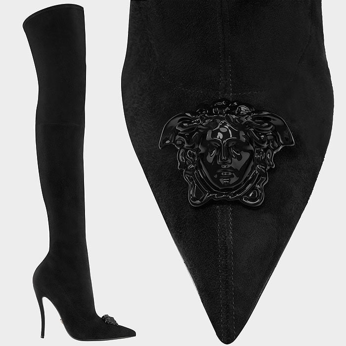 Versace 'Palazzo' Suede Stiletto Thigh-High Boots