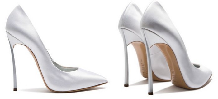 White Satin Casadei Blade Pumps