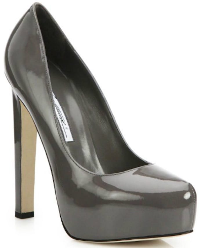 Brian Atwood “Maniac” Patent Leather Platform Pumps in Grey