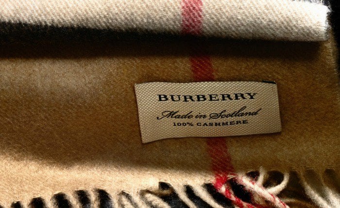 The Mark of Luxury: A Close-up of an Authentic Burberry Scarf Tag