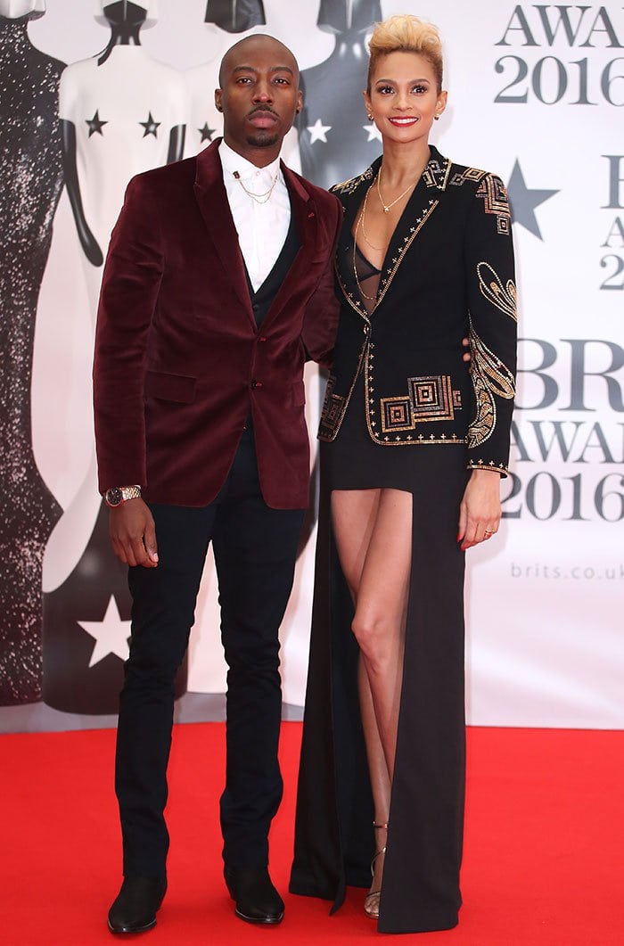 Azuka Ononye and Alesha Dixon pose for photos on the red carpet