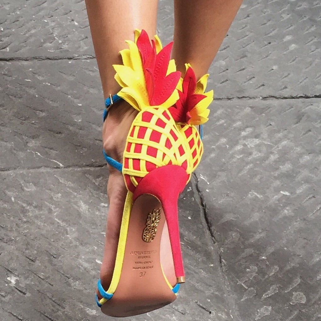 Aquazzura's Pina Colada sandals resemble a pineapple when seen from behind