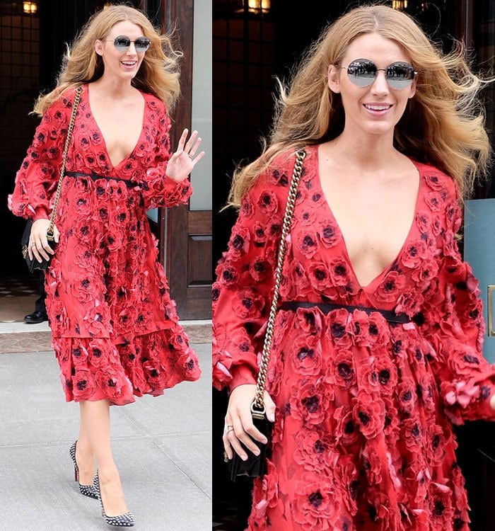 Blake Lively wears a floral Michael Kors dress while out in New York City