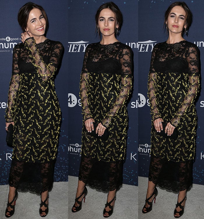 Camilla Belle hides her figure in a Monique Lhuillier fall 2016 dress