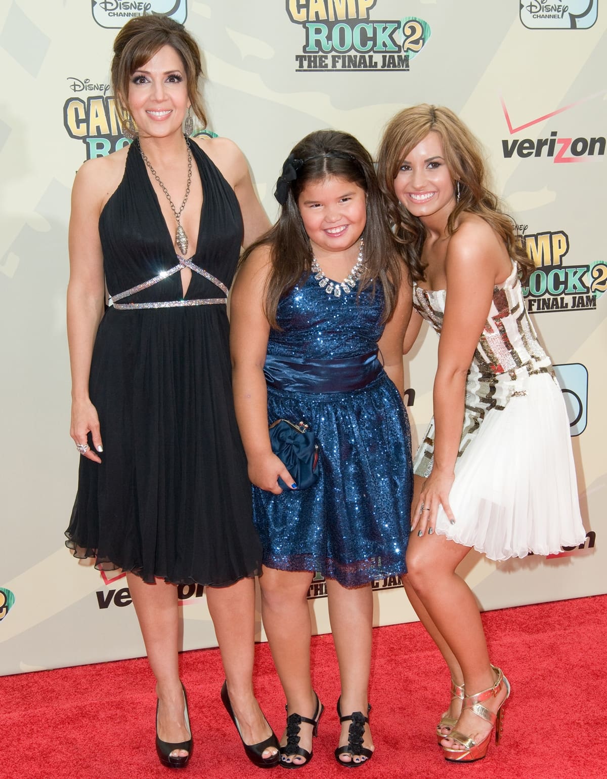 Maria Canals-Barrera, Demi's younger half-sister Madison De La Garza, and Demi Lovato attend the premiere of "Camp Rock 2: The Final Jam"