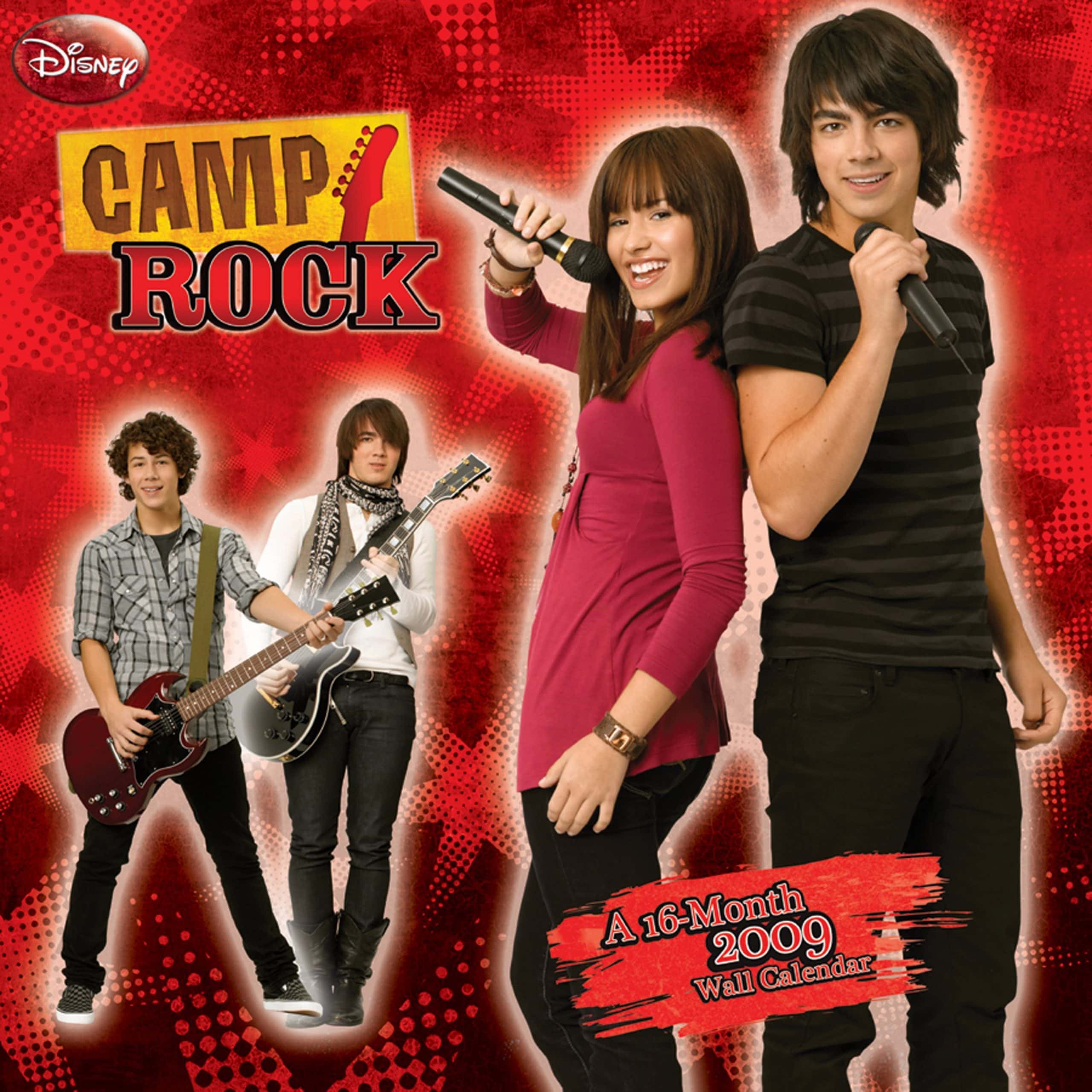 Nick Jonas, Kevin Jonas, Demi Lovato, and Joe Jonas in the 2008 American musical television film Camp Rock