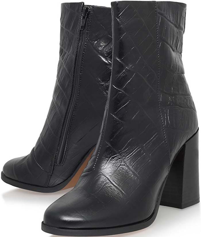 Carvela Slither Block Heeled Ankle Boots in Black