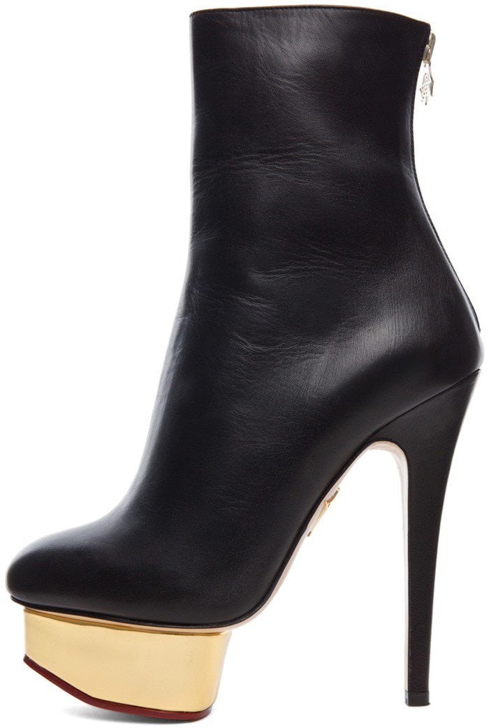 Charlotte Olympia Lucinda Leather Metallic Platform Booties