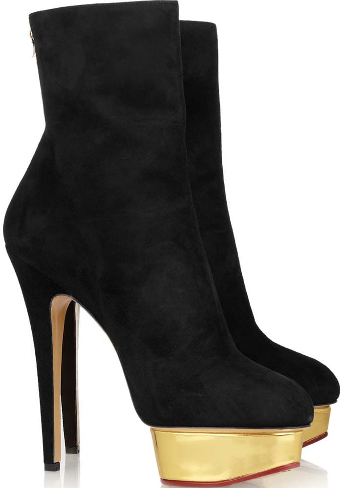 Charlotte Olympia Lucinda Suede Platform Booties