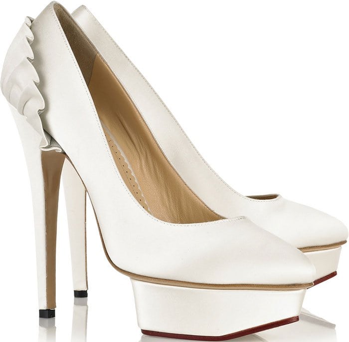 Charlotte Olympia Paloma Fan-Pleat Satin Pumps