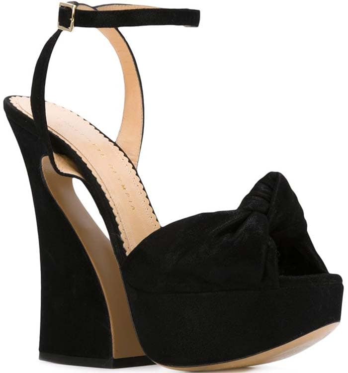 Charlotte Olympia 'Vreeland' Knotted Suede Platform Sandals