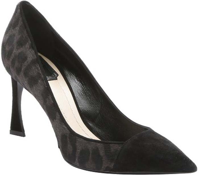 Christian Dior Black Suede And Charcoal Leopard Calf Hair 'Songe' Pumps