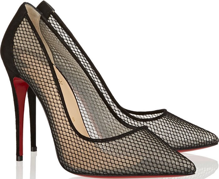 Christian Louboutin Follies Resille Suede-Trimmed Mesh Pumps