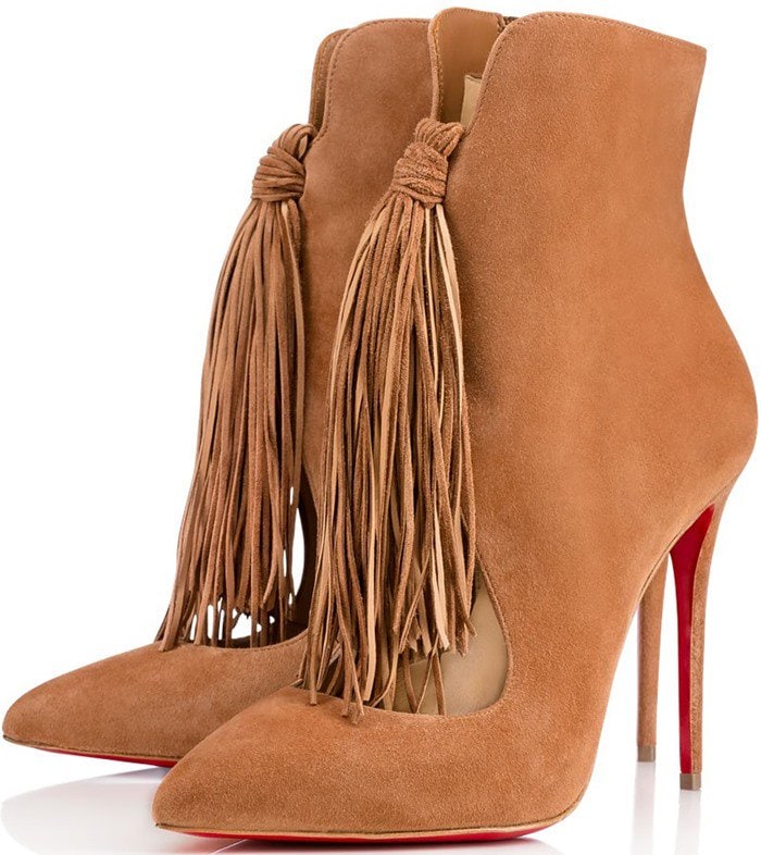 Christian Louboutin Fringed 'Ottocarl' Suede Booties