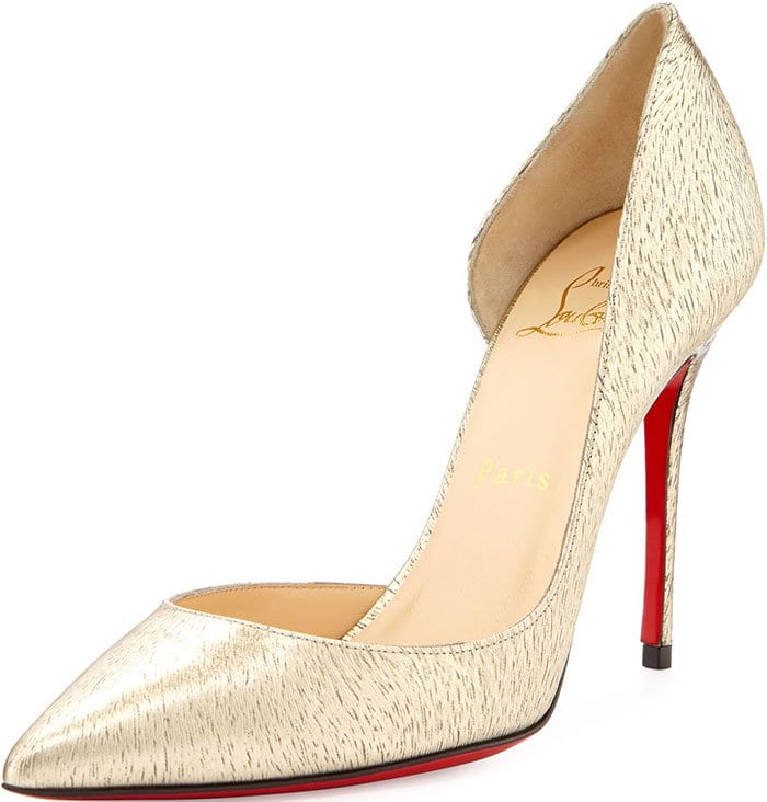 CChristian Louboutin Iriza Half d'Orsay Pumps Gold Animal Print Laminated